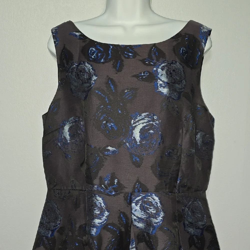 Talbots Black and Blue Floral Midi Dress - Picture 2 of 12
